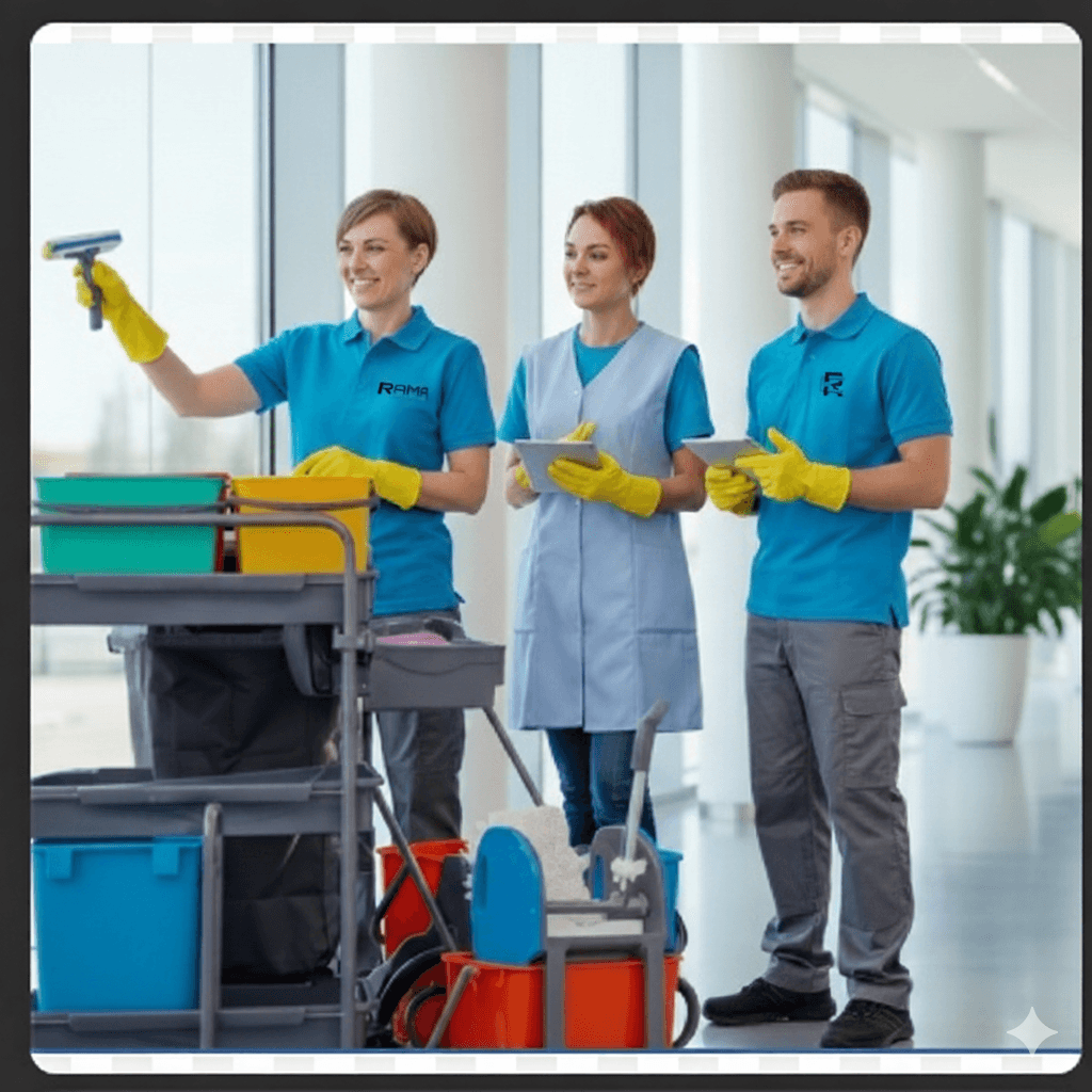 RAMA Dienstleistungen Reinigungsteam – professionelle Reinigungskräfte stehen für Qualität und Zuverlässigkeit bei Reinigungs- und Facility Services.